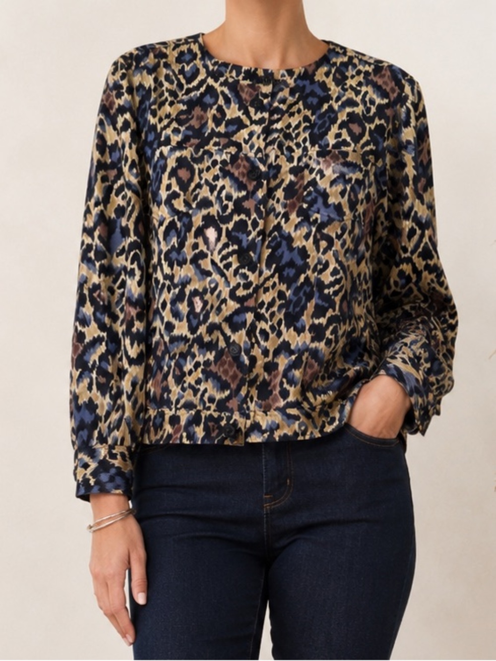 Pendleton Women’s XL‎ 100% Silk Abstract Animal Print Blouse/Jacket
